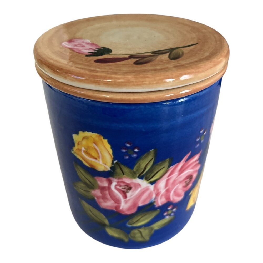Barnes & Noble Mug – Royal Blue Floral Roses Books – Tea Mug with Infuser & Lid